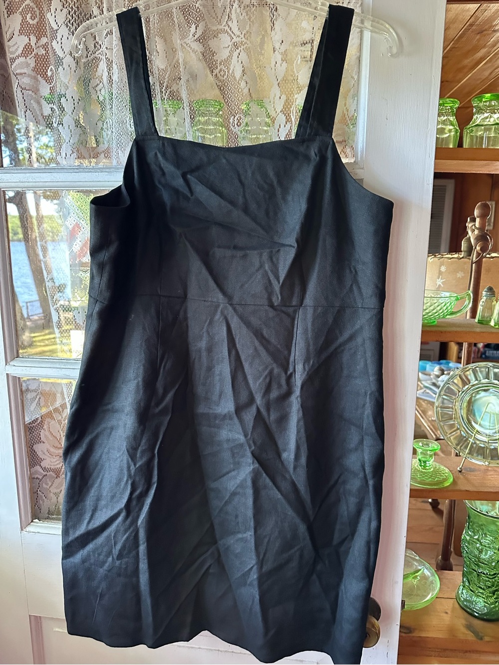 J. Crew Black Midi Dress with Square Neck